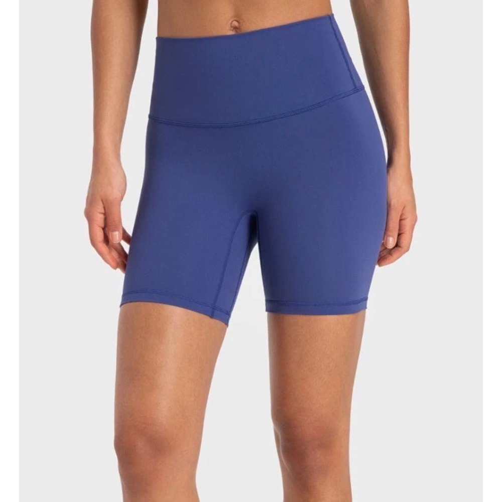 Kamo Fitness Womens High Rise Biker Shorts Navy Blue Medium Athleisure Gym